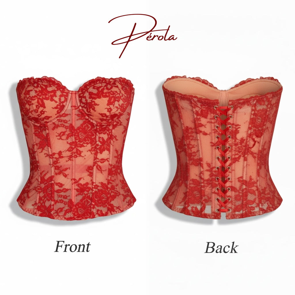 Burgundy Lace Corset| By Pérola